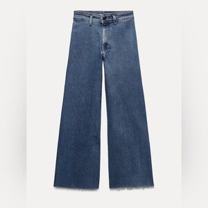 ZARA HIGHWAISTED BELTED LOOPS PALAZZO PANTS RAW HEM LONG SIZE 2 stretchy